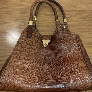 Kate and Alex Cuffaro Italian Design Brown Embossed Croc Faux Leather Bag